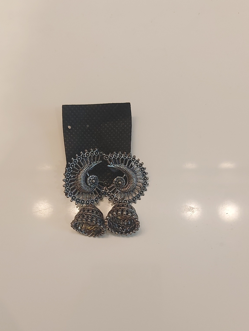 Oxidized Silver-Tone Jhumka Earrings with Spiral Filigree - Women Jewelry